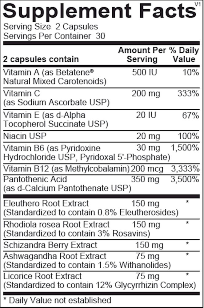 Adapten-All Supplement Facts Label