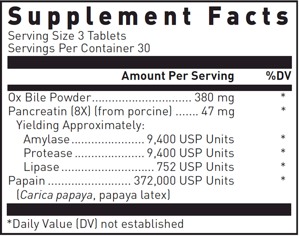 Bilex Supplement Facts Label