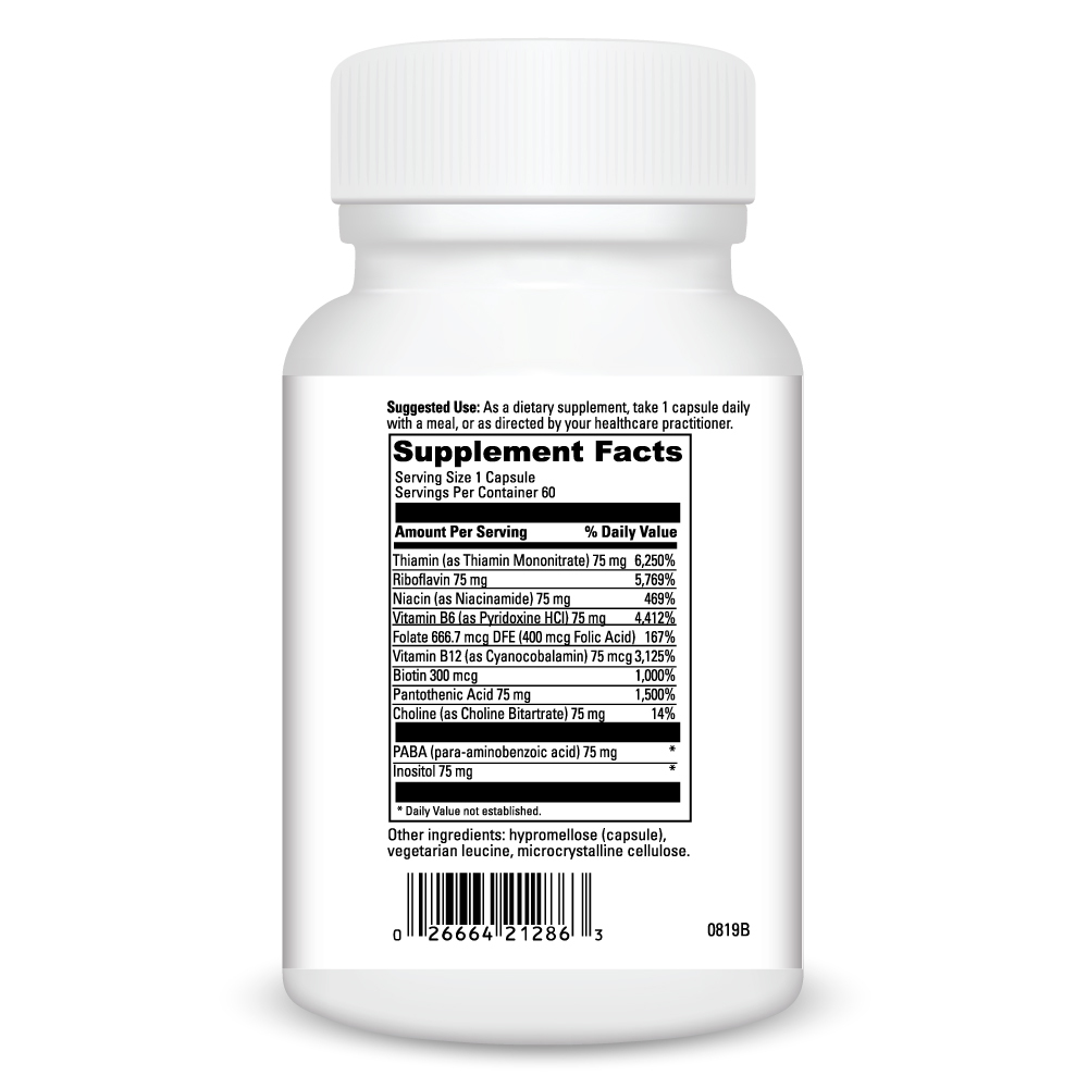 B Complex 75 Supplement Facts Label