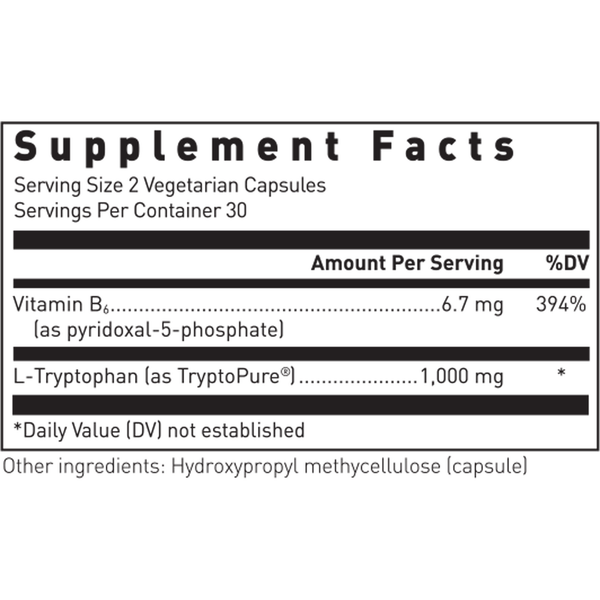 L-Tryptophan Supplement Facts Label