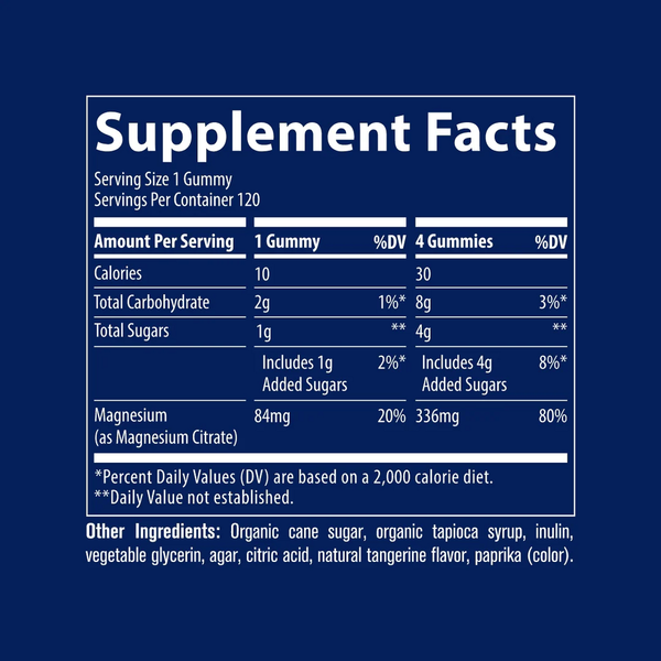 Magnesium Gummies Watermelon Supplement Facts Label
