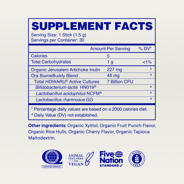 Trust Your Gut: Kids Probiotic Stick - Fruit Punch Supplement Facts Label