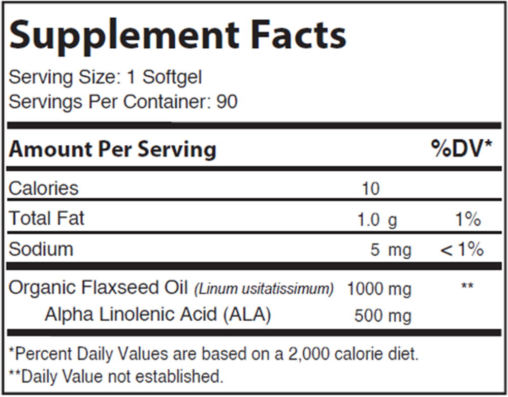 Flax Seed Oil Supplement Facts Label