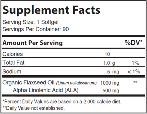 Flax Seed Oil Supplement Facts Label