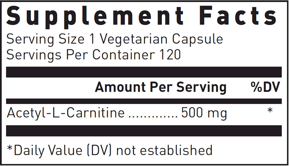 Acetyl-L-Carnitine Supplement Facts Label