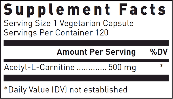 Acetyl-L-Carnitine Supplement Facts Label