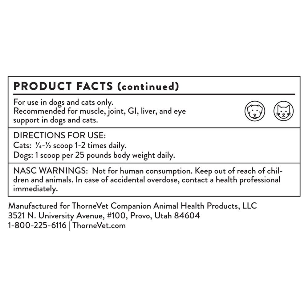CurcuVET-SA150 Powder Supplement Facts Label