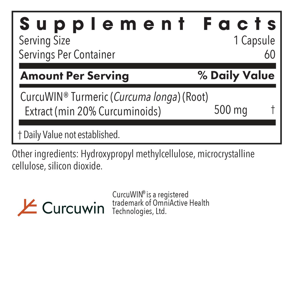 CurcuWIN® 500 Supplement Facts Label