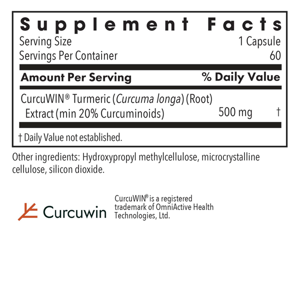 CurcuWIN® 500 Supplement Facts Label