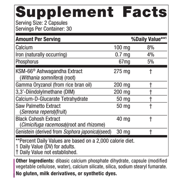 Menopause Support Supplement Facts Label