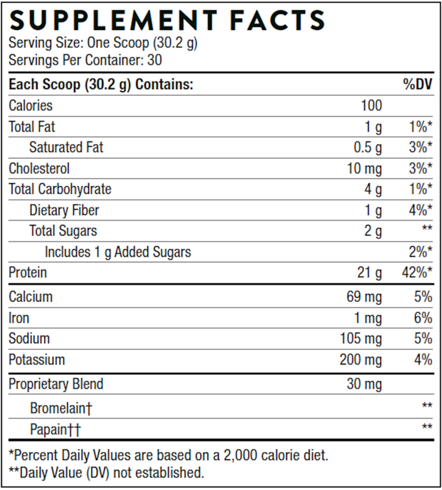 Whey Protein Isolate Chocolate NSF Supplement Facts Label