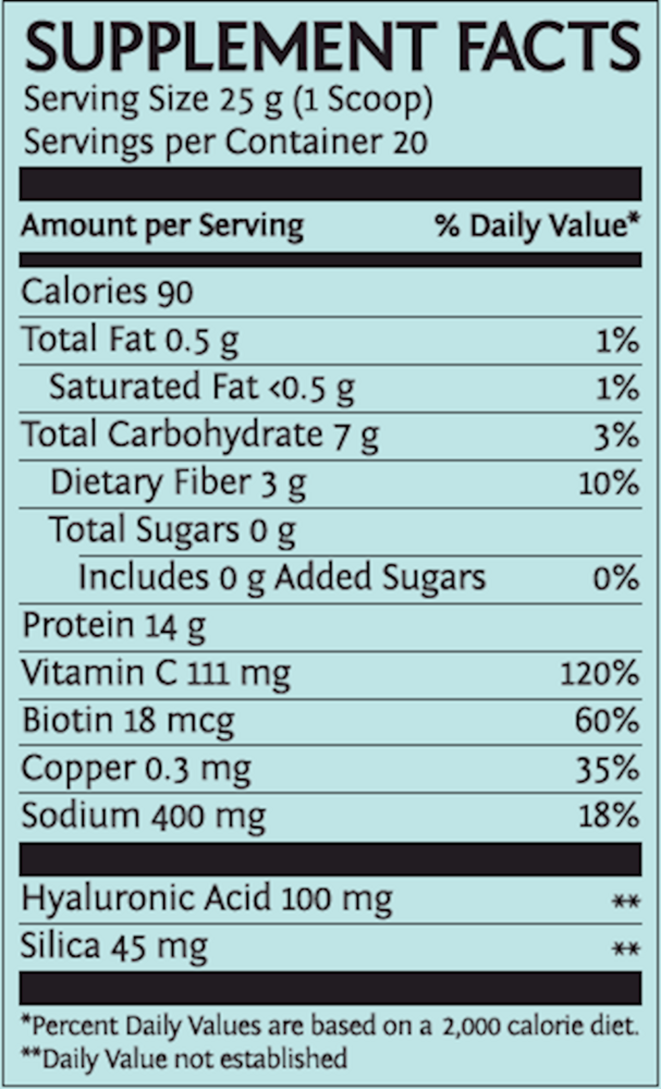 Collagen Builder Salted Caramel Supplement Facts Label