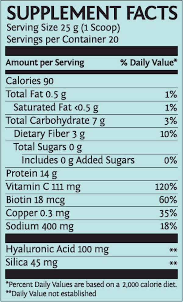 Collagen Builder Salted Caramel Supplement Facts Label