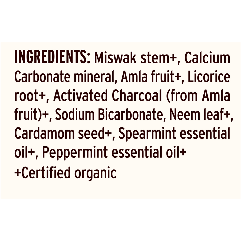 Tooth Powder Mint Cardamom Supplement Facts Label