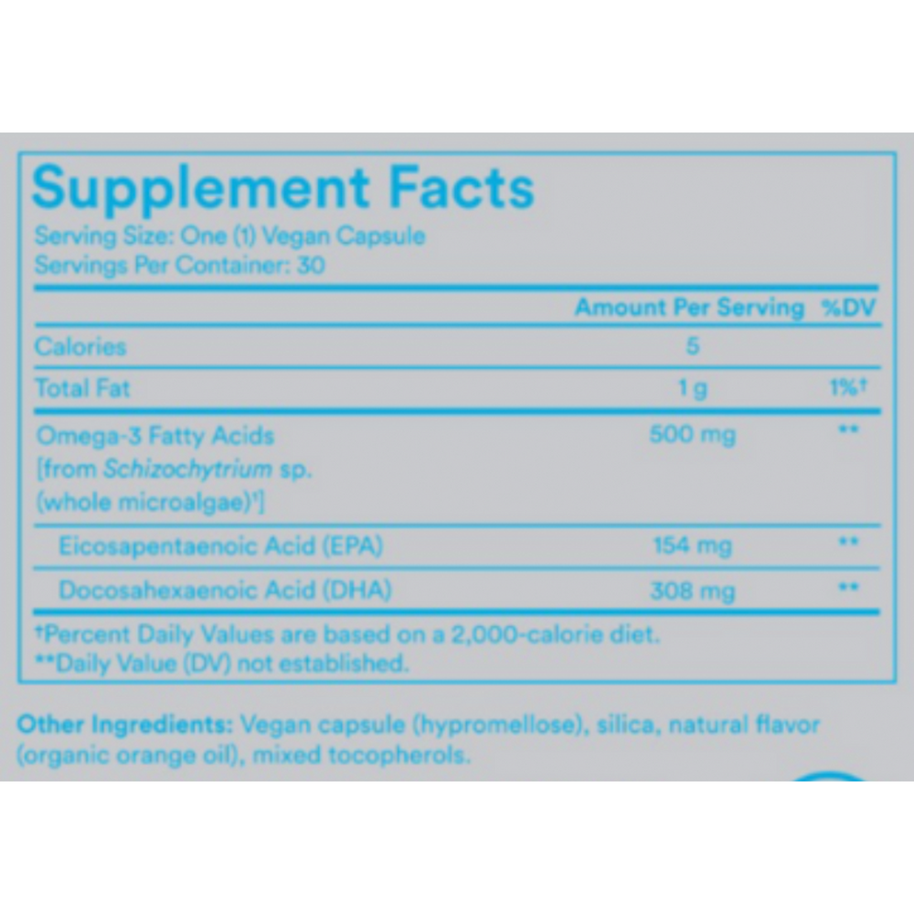 Omega-3 DHA & EPA Supplement Facts Label