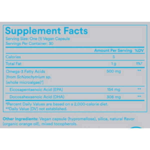 Omega-3 DHA & EPA Supplement Facts Label