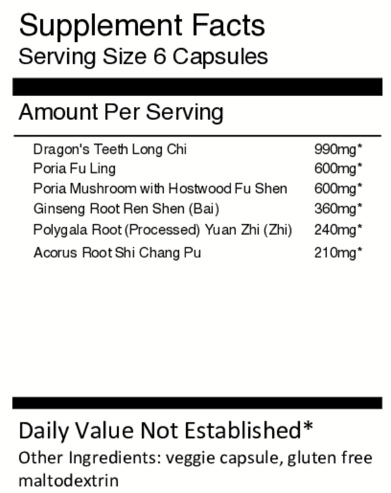 An Shen Ding Zhi Wan Supplement Facts Label