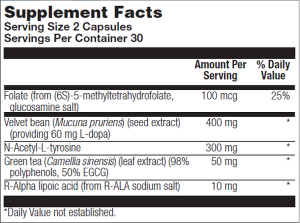 Dopa Factors Supplement Facts Label