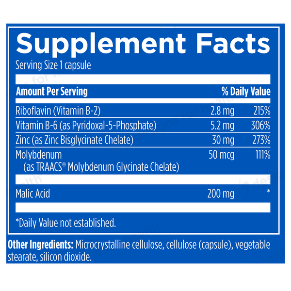 Zinc+ Supplement Facts Label