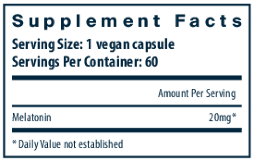 Melatonin 20 mg Supplement Facts Label
