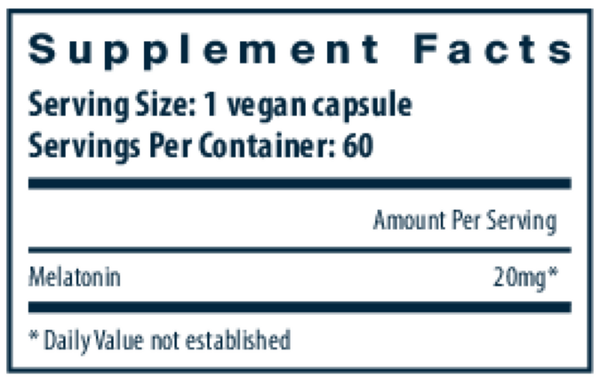 Melatonin 20 mg Supplement Facts Label