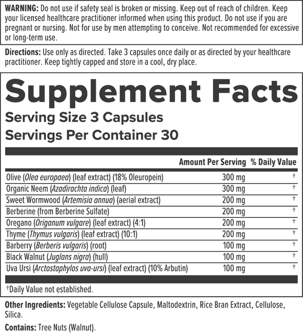 Para Biotic Plus Supplement Facts Label