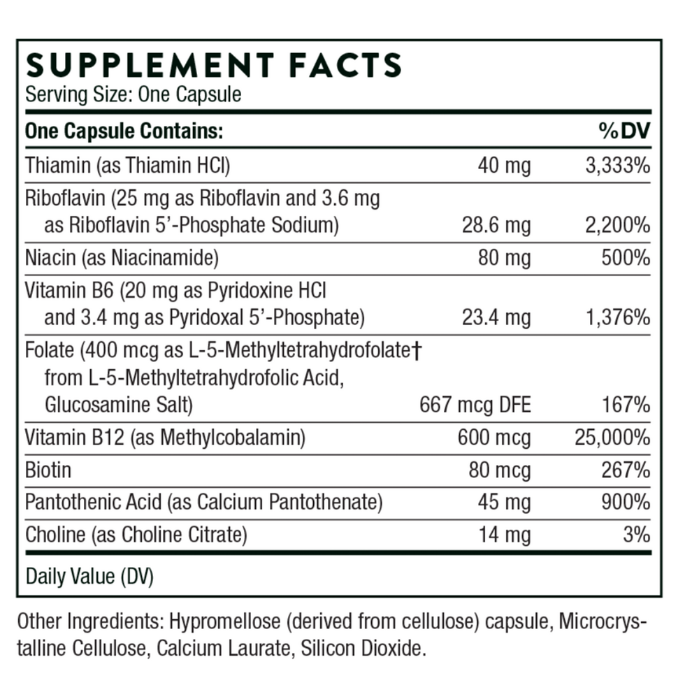 B-Complex #12 Supplement Facts Label