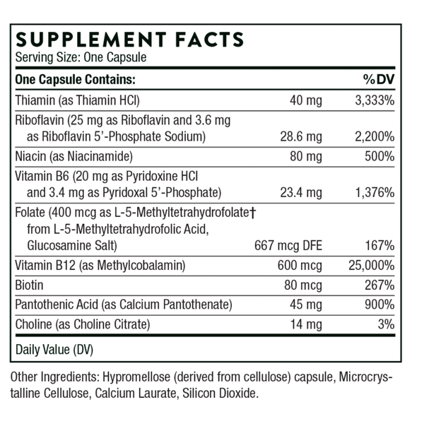 B-Complex #12 Supplement Facts Label