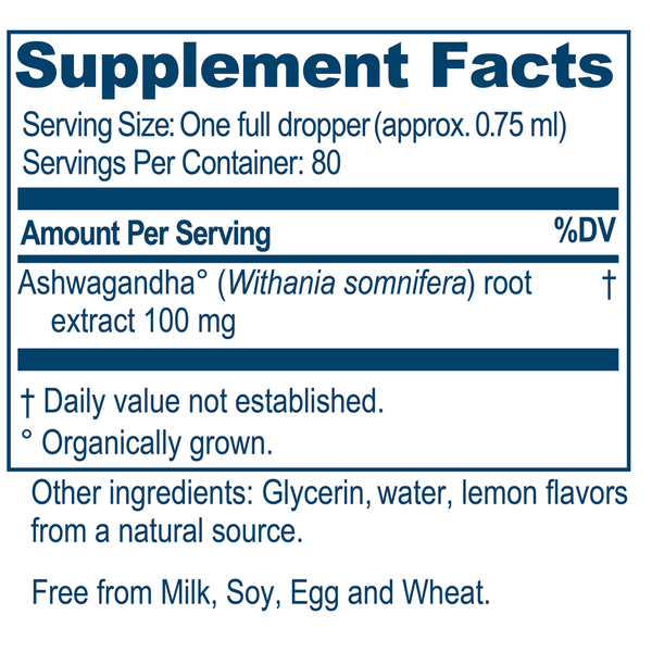 Ashwagandha for Kids Supplement Facts Label