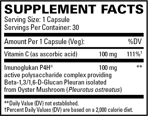ImunoPleuran Upper Respiratory Health Supplement Facts Label
