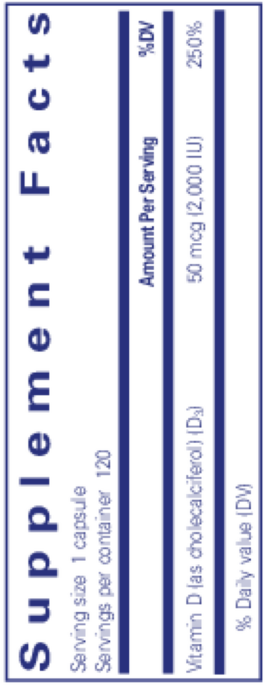 Vegan Vitamin D Supplement Facts Label