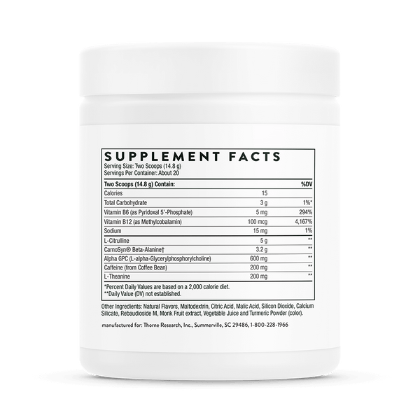 Advanced Pre-Workout Rainbow Sherbet Flavor Supplement Facts Label