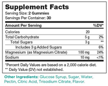 Magnesium Gummies - Apple Supplement Facts Label