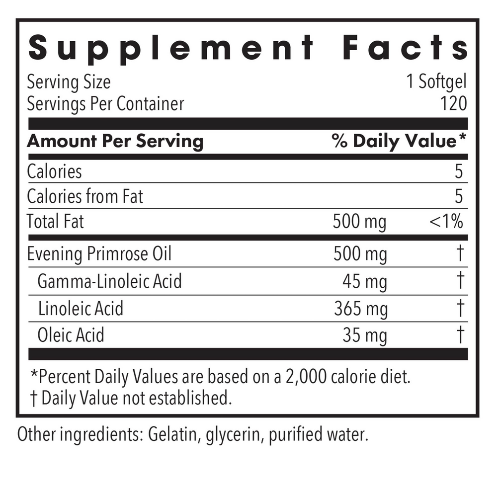 EPO Supplement Facts Label