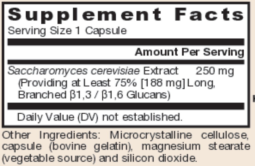 Beta Glucan Supplement Facts Label