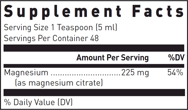 Liquid Magnesium Supplement Facts Label
