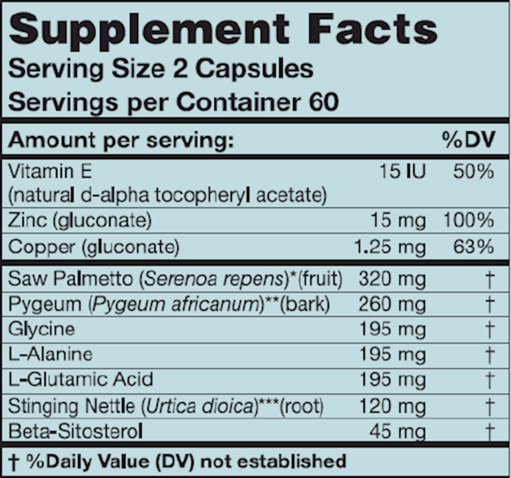 ProStat Plus Supplement Facts Label