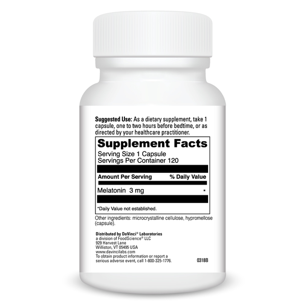 Melatonin 3 Supplement Facts Label