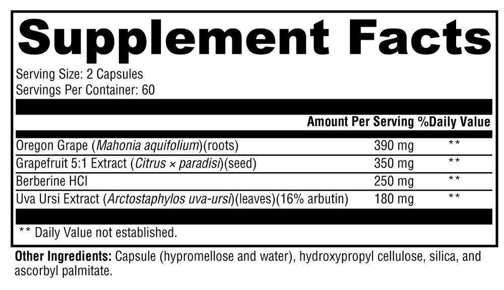 Berbemycin Supplement Facts Label