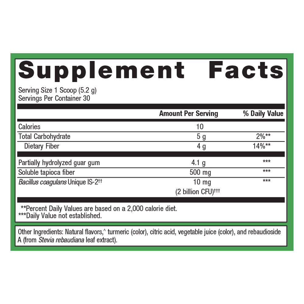 UltraFlora Fiber Prebiotic & Probiotic Supplement Facts Label