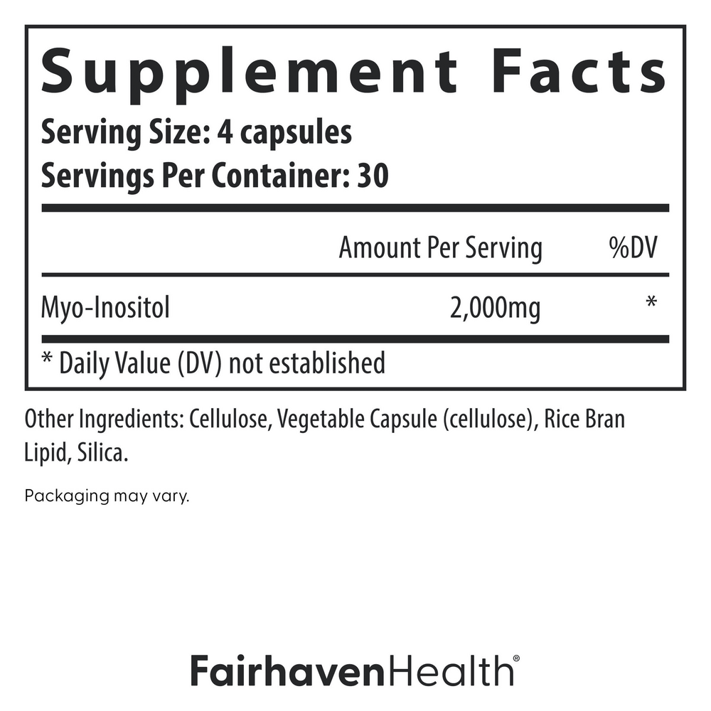 Myo-Inositol Supplement Facts Label