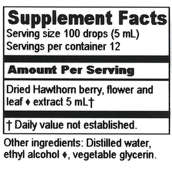 Hawthorn Extract Supplement Facts Label