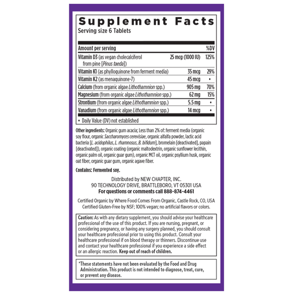 Bone Strength Take Care Tiny Tabs Supplement Facts Label