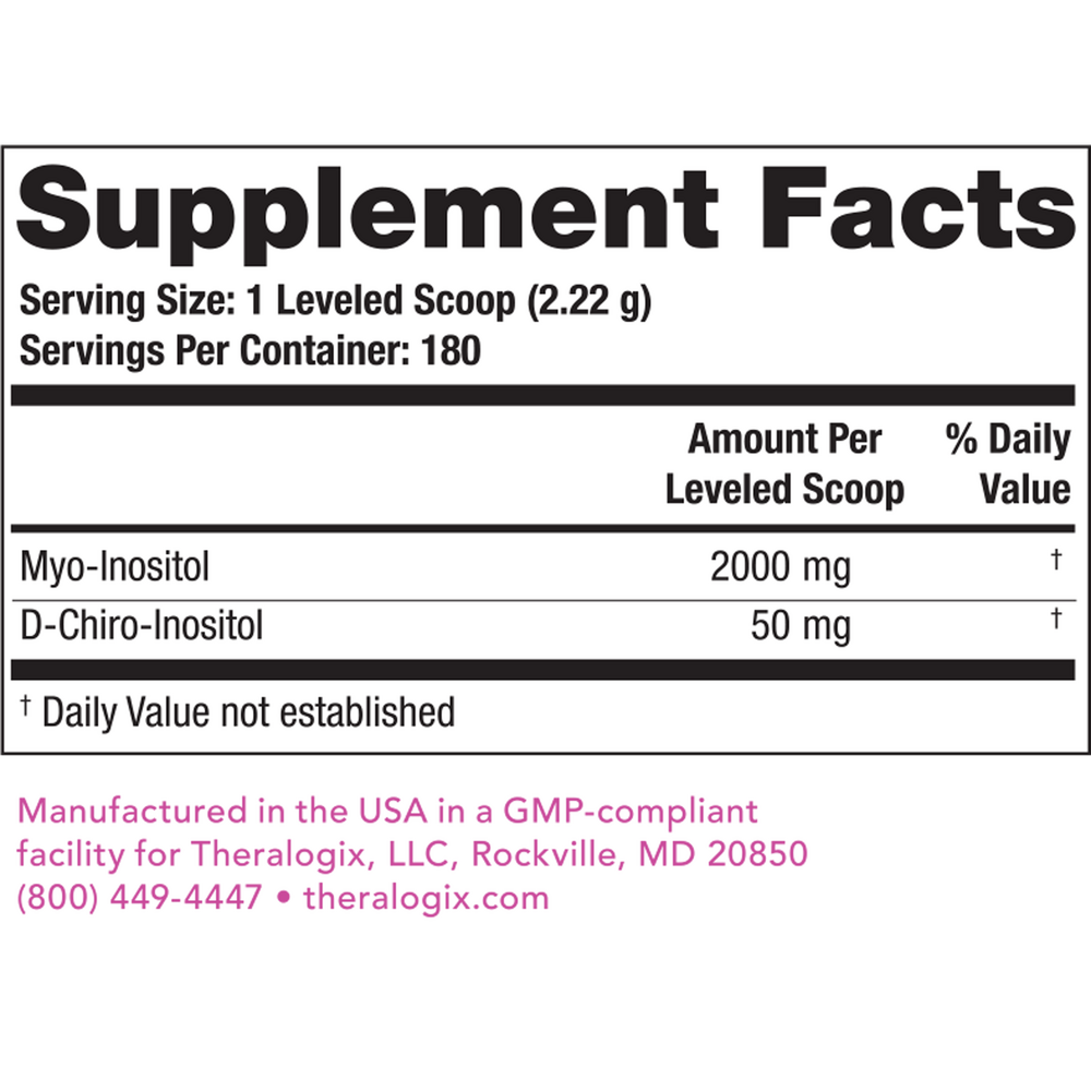 Ovasitol Inositol Powder Supplement Supplement Facts Label