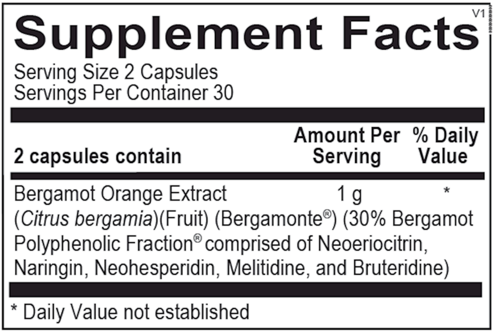 Bergamot BPF Supplement Facts Label
