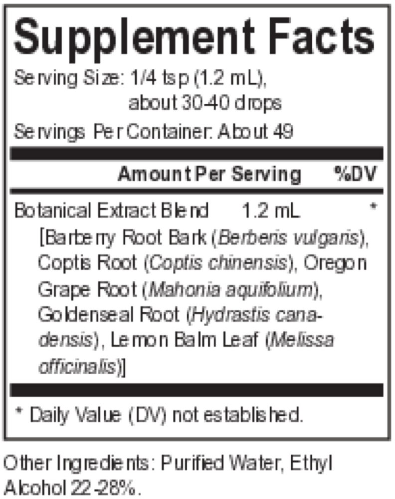 Core Berberine Blend Supplement Facts Label
