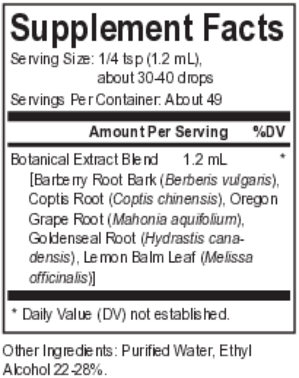 Core Berberine Blend Supplement Facts Label