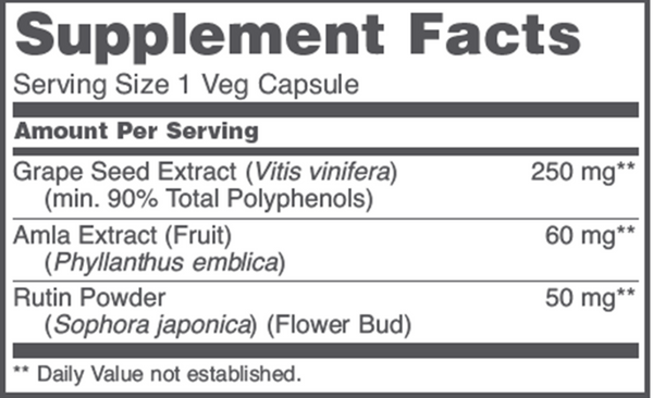 Grape Seed OPC Supplement Facts Label