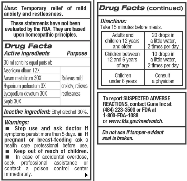 GUNA-Mood Support Supplement Facts Label