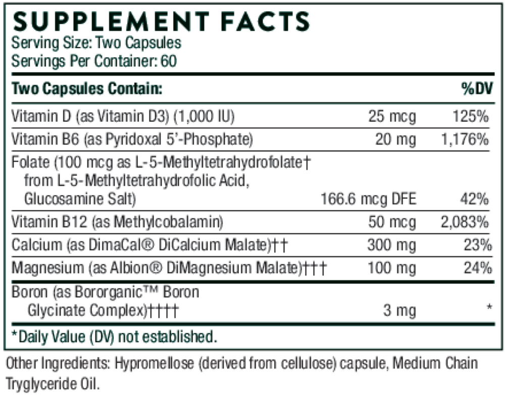 Advanced Bone Support (formerly Oscap) Supplement Facts Label